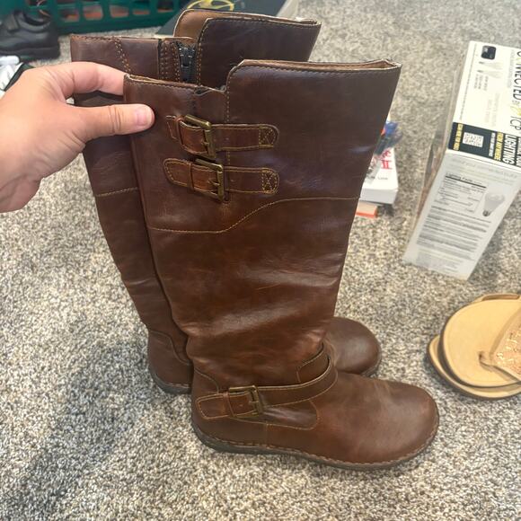 BOC Born Virginia Tall Brown Riding Boots Flannel Lined Zippered Side Size 8.5 M - Picture 3 of 8